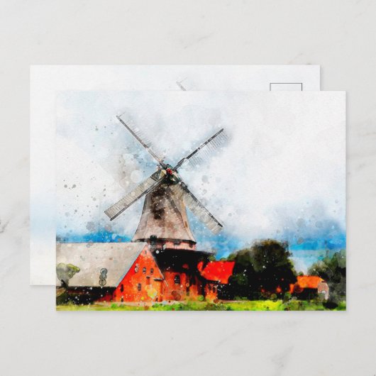Windmühle Postkarte (Vorne/Hinten)