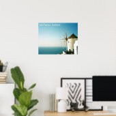 Windmühle Santorini, Griechenland Poster (Heimbüro)