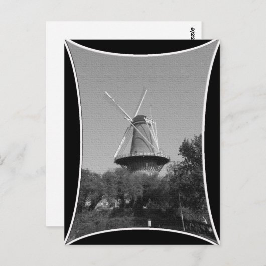 Windmühle schwarz und weiß postkarte (Vorne/Hinten)