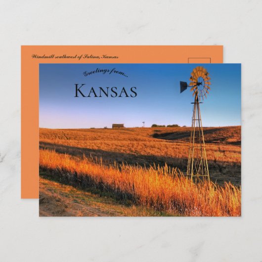 Windmühle Südwestlich von Salina Kansas Postkarte (Vorne/Hinten)