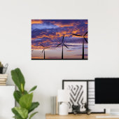 Windmühle Turbine bei Sunset Poster (Heimbüro)