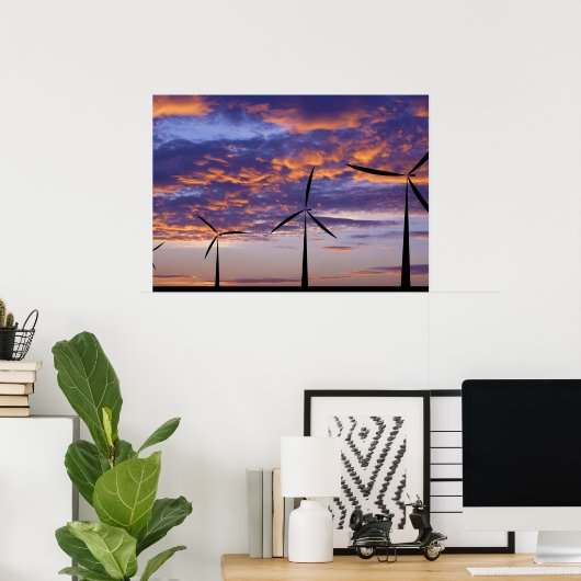 Windmühle Turbine bei Sunset Poster (Heimbüro)