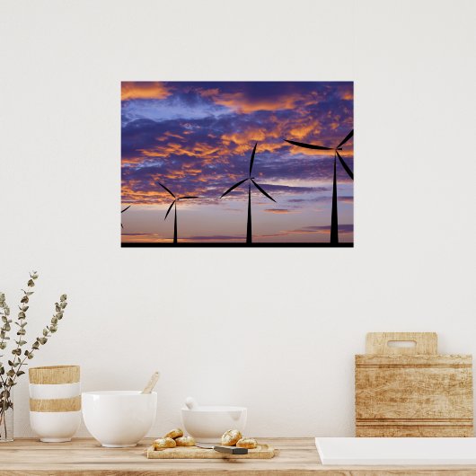 Windmühle Turbine bei Sunset Poster (Küche)