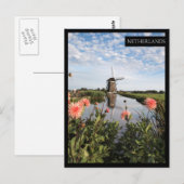 Windmühle und Blume, Holländische Vertikalkarte Postkarte (Vorne/Hinten)