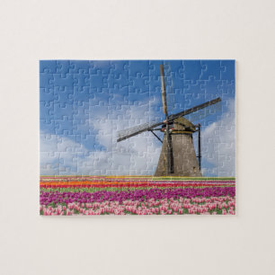 Windmühle und farbenfrohe Tulips Amsterdam Niederl Puzzle