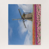 Windmühle und farbenfrohe Tulips Amsterdam Niederl Puzzle (Vertikal)