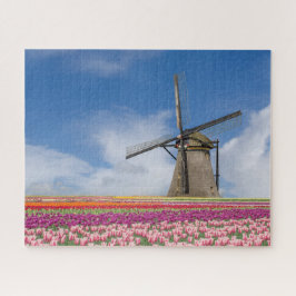 Windmühle und farbenfrohe Tulips Amsterdam Niederl Puzzle