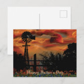 Windmühle und Orange Moon Postkarte (Vorne/Hinten)