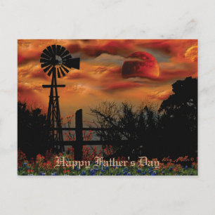 Windmühle und Orange Moon Postkarte