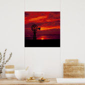 Windmühle und Sonnenuntergang Poster (Küche)