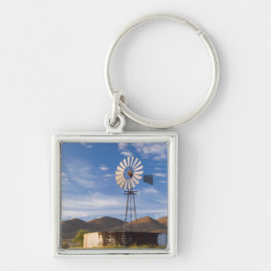 Windmühle und Staudamm in der Karoo bei Sonnenaufg Schlüsselanhänger