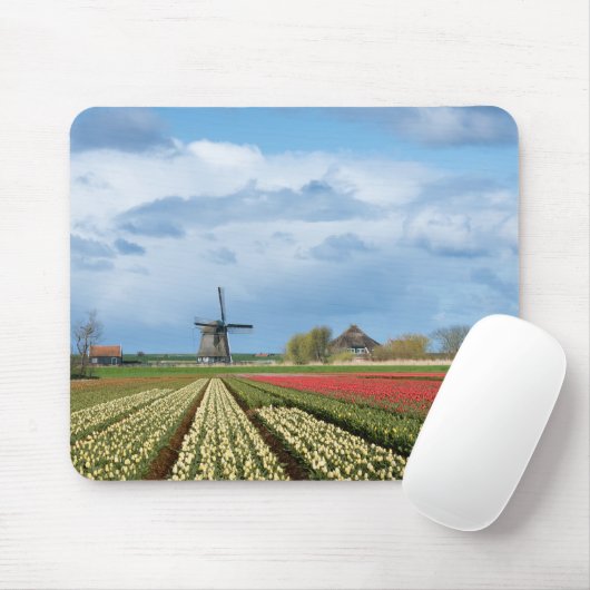 Windmühle und Tulpelandschaftmousepad Mousepad (Mit Mouse)