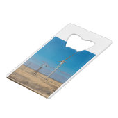 Windmühle und Windkraftanlage Geldbeutel Flaschenöffner (Rückseite Schrägansicht)