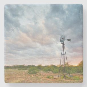 Windmühle und Wolken bei Sonnenuntergang Steinuntersetzer