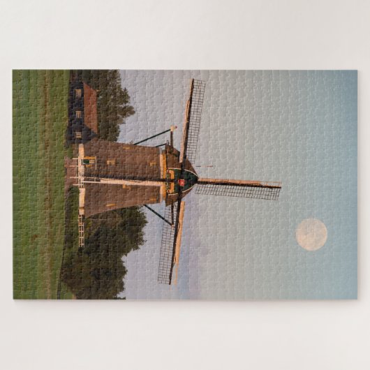 Windmühle unter einem Vollmond Puzzle (Horizontal)