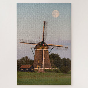 Windmühle unter einem Vollmond Puzzle