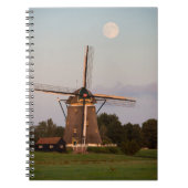 Windmühle unter einem Vollmondnotizbuch Notizblock (Vorderseite)