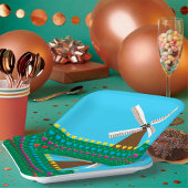 Windmühle unter Tulip-Blume Pappteller