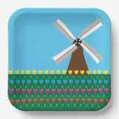 Windmühle unter Tulip-Blume Pappteller (Vorderseite)