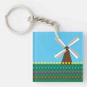 Windmühle unter Tulip-Blume Schlüsselanhänger (Vorderseite)