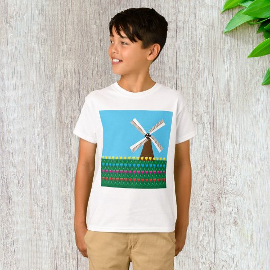 Windmühle unter Tulip-Blume T-Shirt