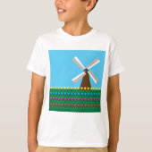 Windmühle unter Tulip-Blume T-Shirt (Vorderseite)