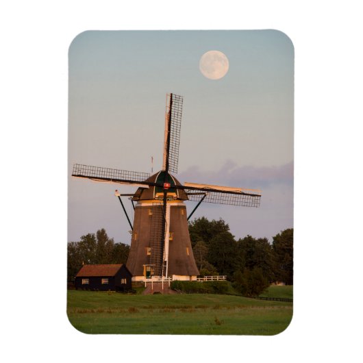 Windmühle unter Vollmond-Foto-Magnet Magnet (Vertikal)