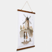 Windmühle Wandteppich Mit Holzrahmen (Gewinkelt)
