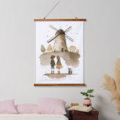 Windmühle Wandteppich Mit Holzrahmen (Schlafzimmer)