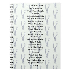 Windmühlen am Arbeitsplatz Notizblock