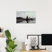 Windmühlen am Fluss, 19. Jahrhundert Poster (Heimbüro)