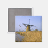 Windmühlen am Kanal in Kinderdijk, 2 Magnet (Vorderseite/Rückseite)