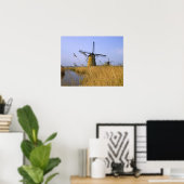 Windmühlen am Kanal in Kinderdijk, 2 Poster (Heimbüro)