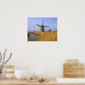 Windmühlen am Kanal in Kinderdijk, 2 Poster (Küche)