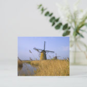 Windmühlen am Kanal in Kinderdijk, 2 Postkarte (Stehend Vorderseite)