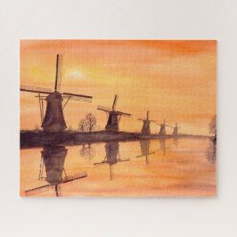 Windmühlen Aquarellmalerei Puzzle