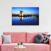 Windmühlen auf Blue Hour-Leinwand drucken Leinwanddruck (Insitu (Wohnzimmer))