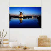 Windmühlen bei Blue Hour Plakatdruck Poster (Küche)