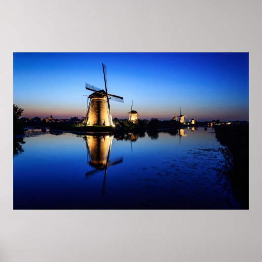 Windmühlen bei Blue Hour Plakatdruck Poster (Vorne)