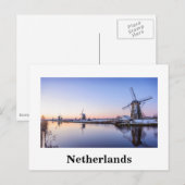 Windmühlen bei Sonnenaufgang in der holländischen Postkarte (Vorne/Hinten)