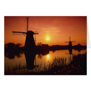 Windmühlen bei Sonnenuntergang, Kinderdijk, Nieder
