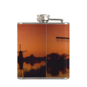 Windmühlen bei Sonnenuntergang, Kinderdijk, Nieder Flachmann (Rückseite)