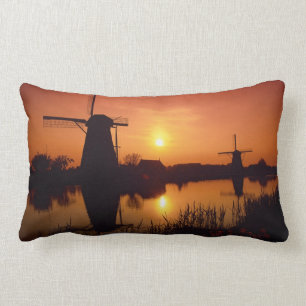 Windmühlen bei Sonnenuntergang, Kinderdijk, Nieder Lendenkissen