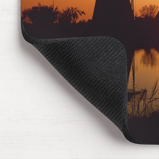 Windmühlen bei Sonnenuntergang, Kinderdijk, Nieder Mousepad (Ecke)