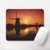 Windmühlen bei Sonnenuntergang, Kinderdijk, Nieder Mousepad (Mit Mouse)