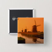 Windmühlen bei Sonnenuntergang, Leidschendam, Nied Button (Vorne & Hinten)