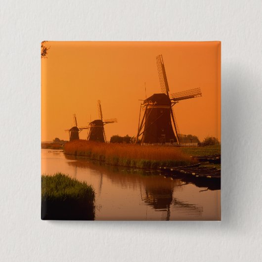 Windmühlen bei Sonnenuntergang, Leidschendam, Nied Button (Vorderseite)