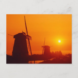 Windmühlen bei Sonnenuntergang, Schermerhorn, Nied Postkarte