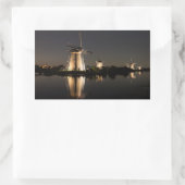Windmühlen, beleuchtet bei Nachtaufkleber Rechteckiger Aufkleber (Tasche)