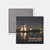 Windmühlen beleuchtet nachts-Kinderdijk-Magnet Magnet (Vorderseite/Rückseite)
